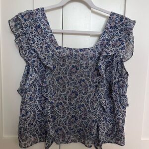Mango Floral Blue Women's Top